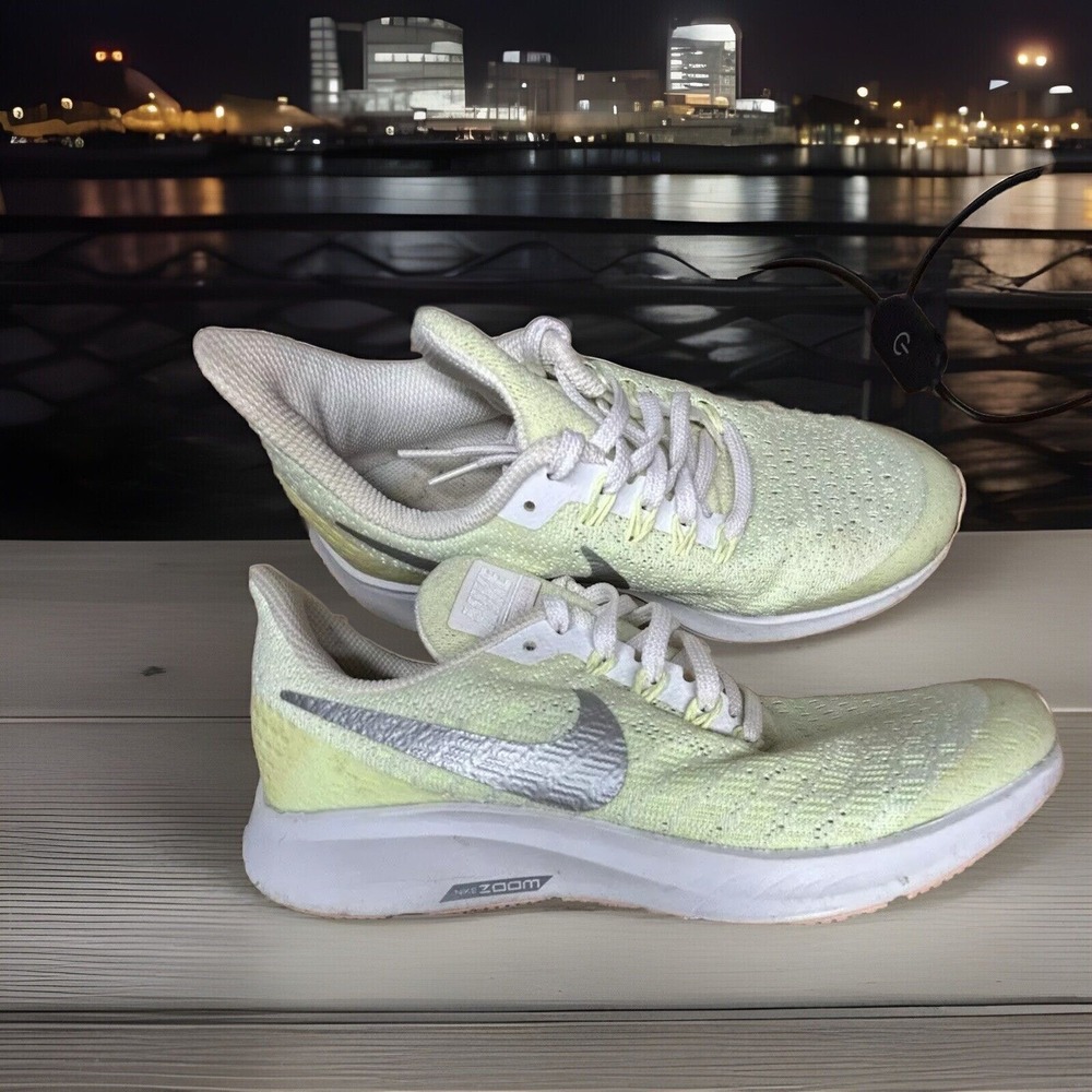 Nike Zoom Pegasus 35 Shoes Womens 6.5 / 5Y Lime Green Gray Metallic‎ Swoosh Run